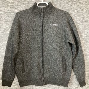 Hanton Men’s Grey Full Zip MockNeck SWEATER LONG SLEEVES